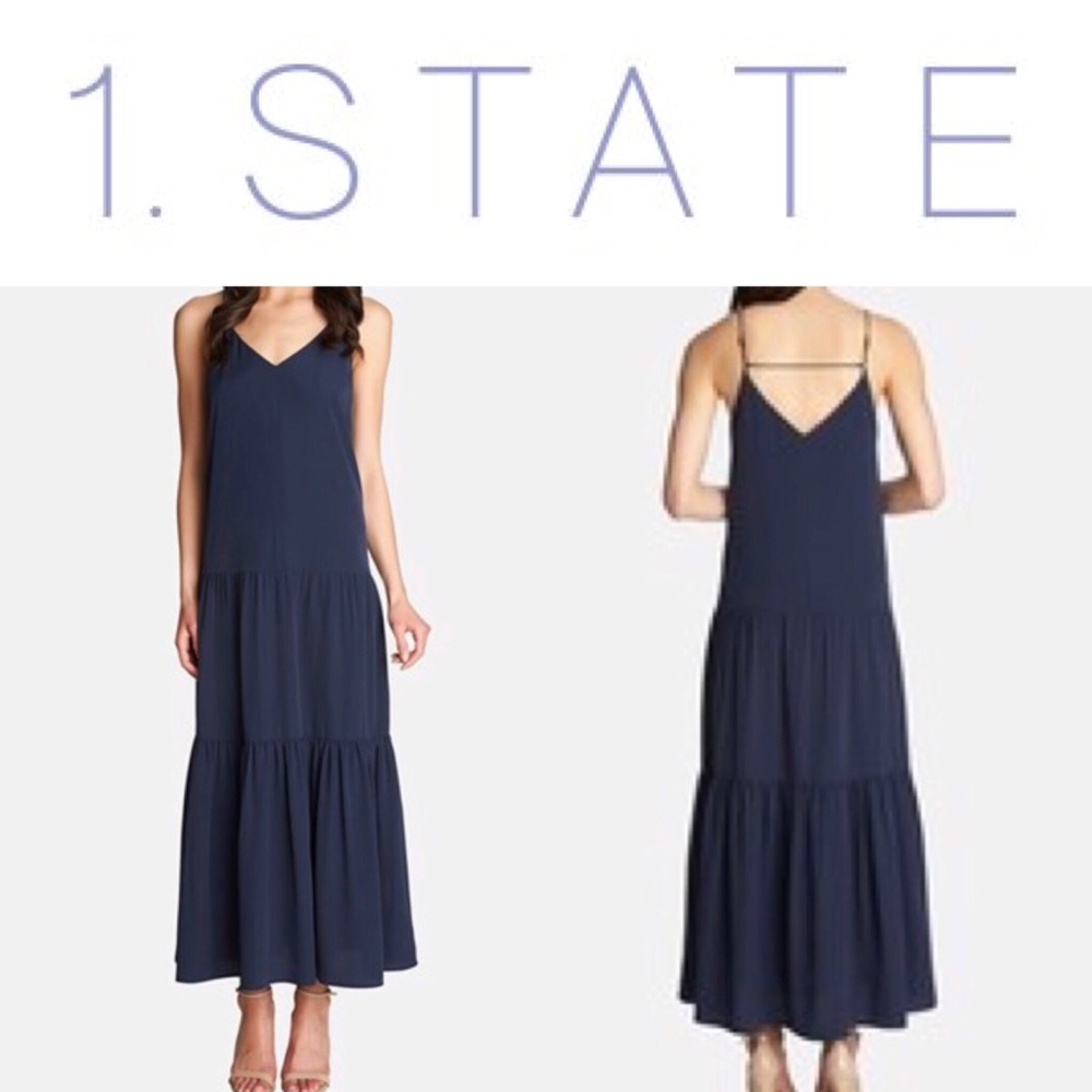 ⚠️SALE⚠️ 1.STATE tiered navy maxi dress